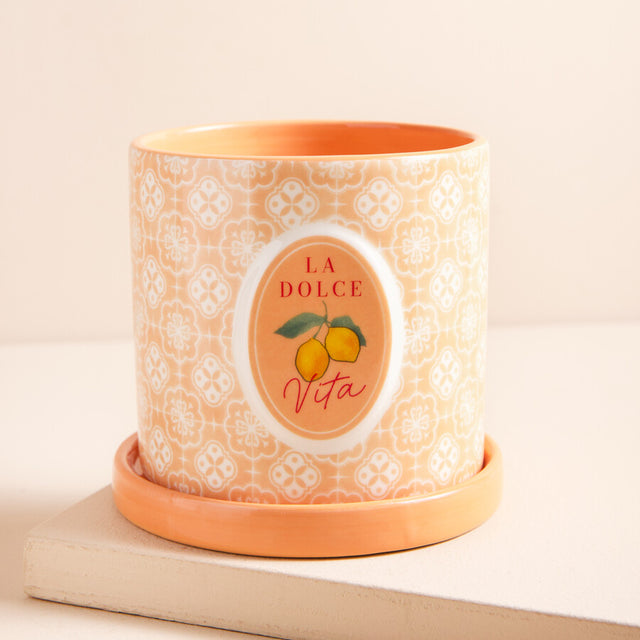Peach Pink La Dolce Vita Planter with Tray