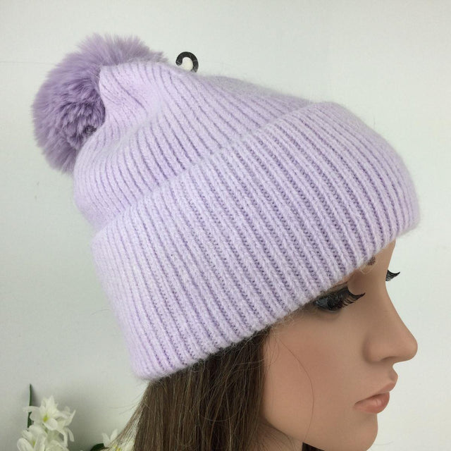 Lilac Bobble Hat