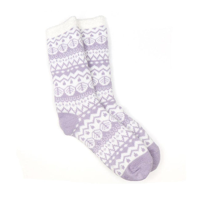 Lilac Fairisle Patterned Cosy Slipper Socks