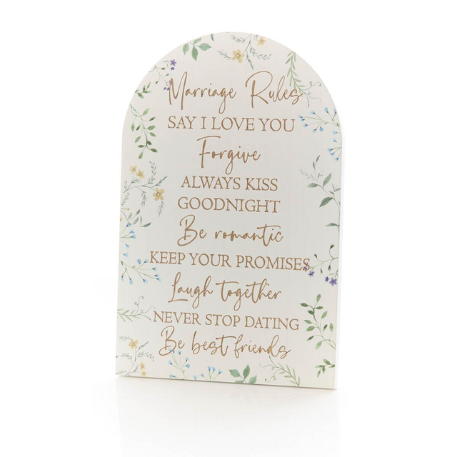 Marriage Rules Wooden Plaque Blank background