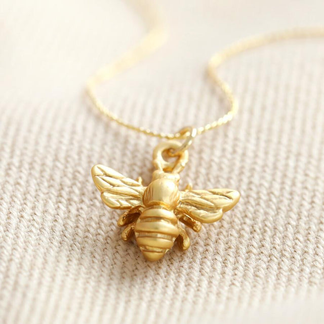 Matte Gold Bee Pendant Necklace Lisa Angel