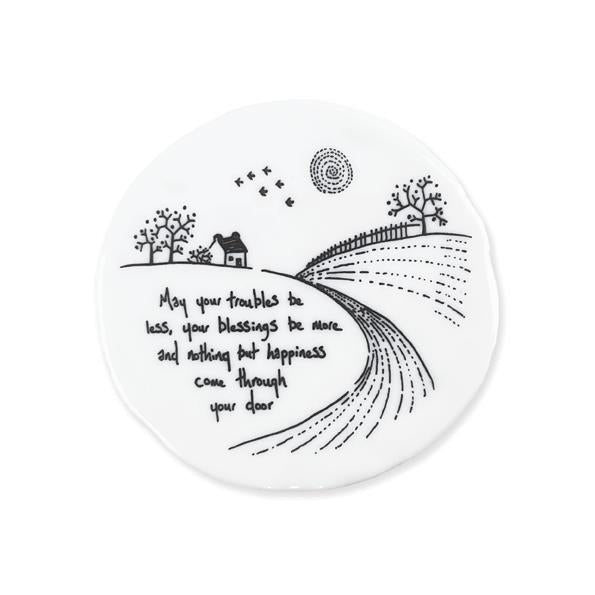 May Your Troubles Countryside Porcelain Coaster East of India