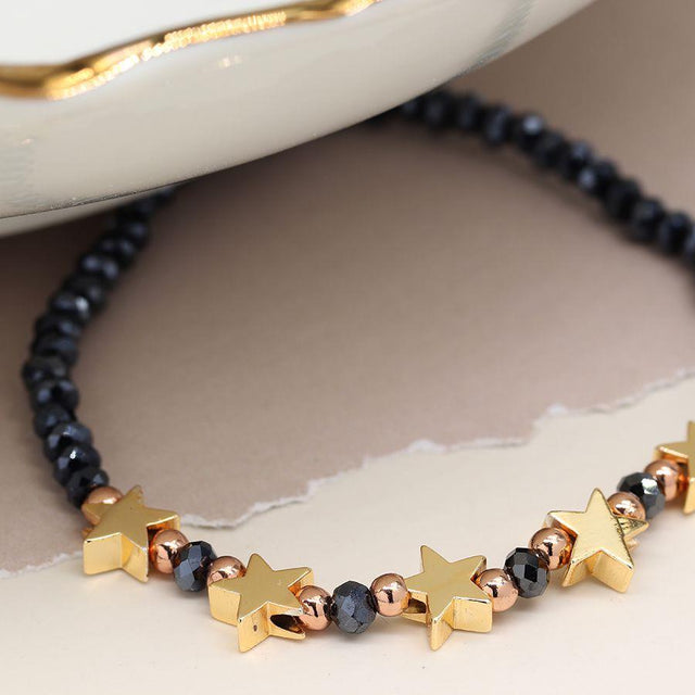 Midnight Blue Stars Beaded Bracelet Pom Boutique