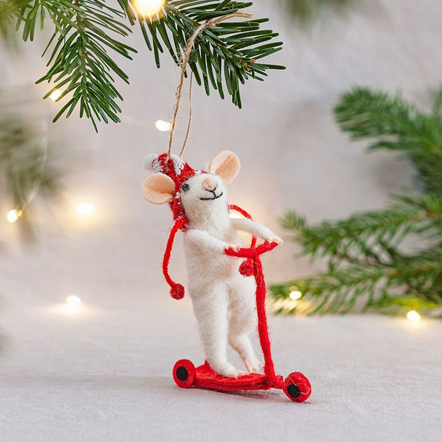 Mouse on a Scooter Felt Hanging Decoration
