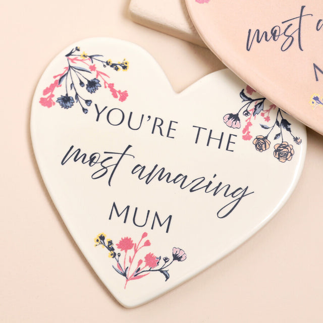 Lisa Angel You're the Most Amazing Mum Heart Cream Coaster