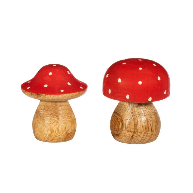 Wooden Wooden Red and White Mushroom Decoration - Assorted Designs - Sass & Belle