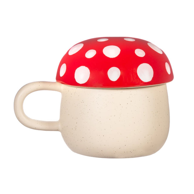 Sass and Belle Red Mushroom Mug with Closed Lid