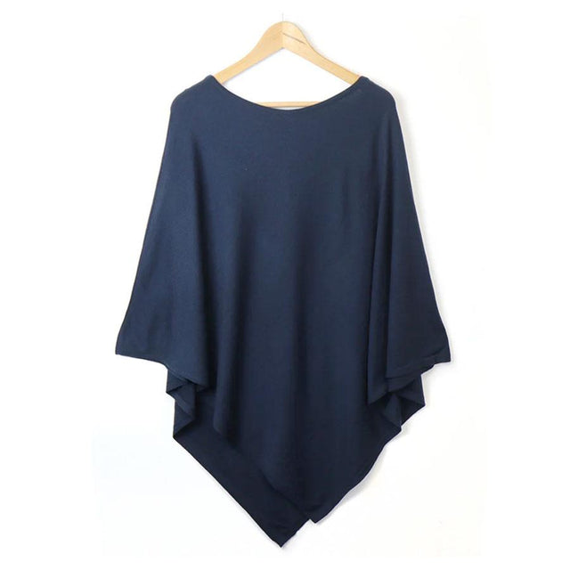 Navy Blue Fine Knit Poncho