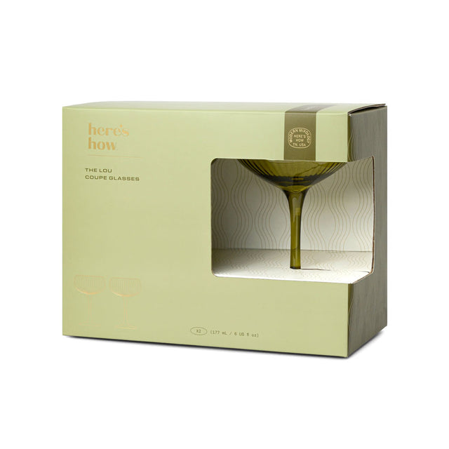 Olive Green The Lou Coupe Glasses Set with Gift Box