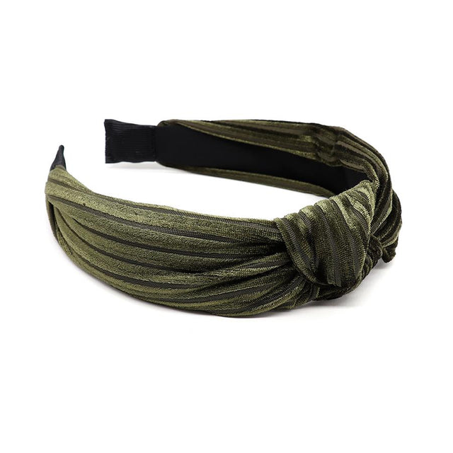 Olive Green Velvet Knot Headband