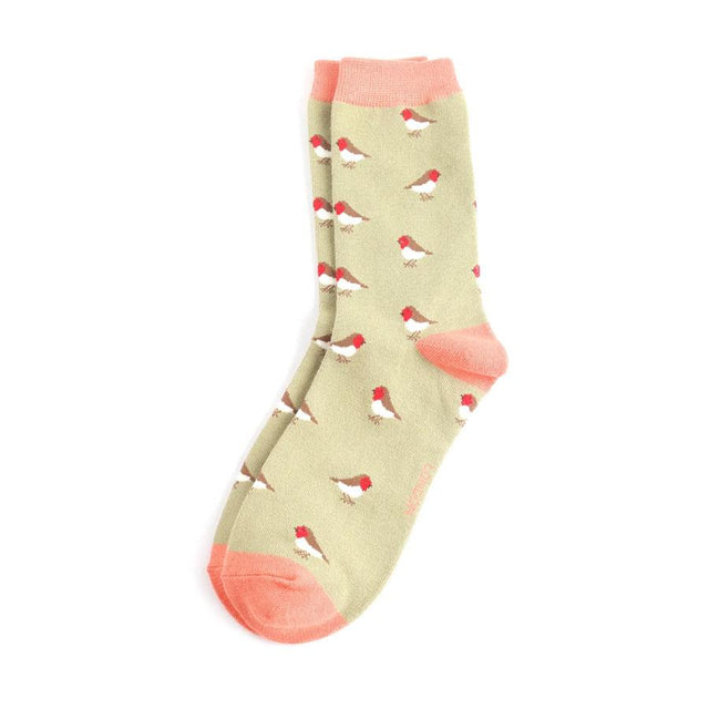 Olive Little Robins Women's Socks