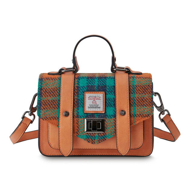 Islander Harris Tweed Orange and Blue Tartan Mini Satchel