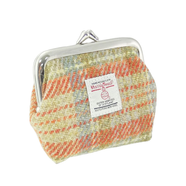 Harris Tweed Pale Orange Stewart Tartan Eigg Clasp Purse