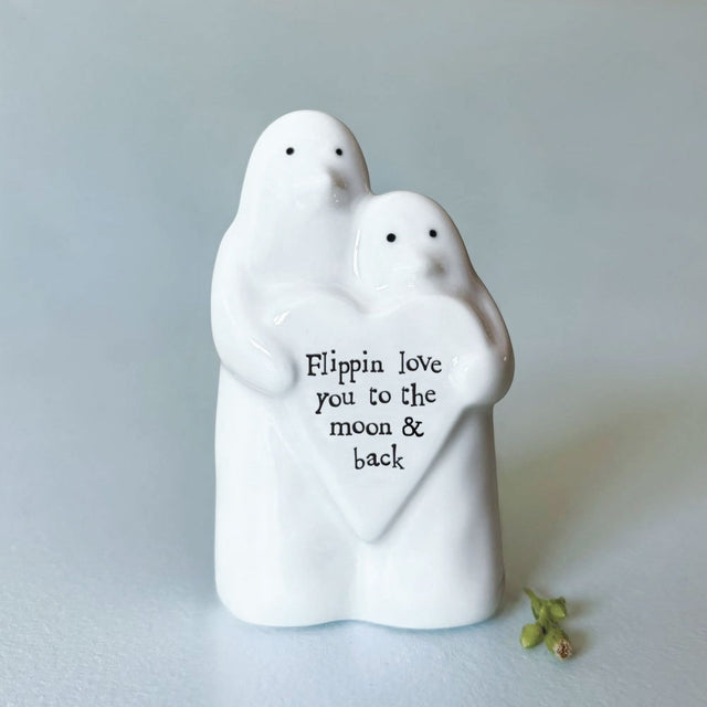 Flippin Love You Porcelain Penguin Couple