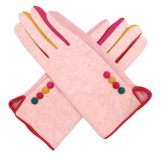 Pink Button Gloves POM Boutique