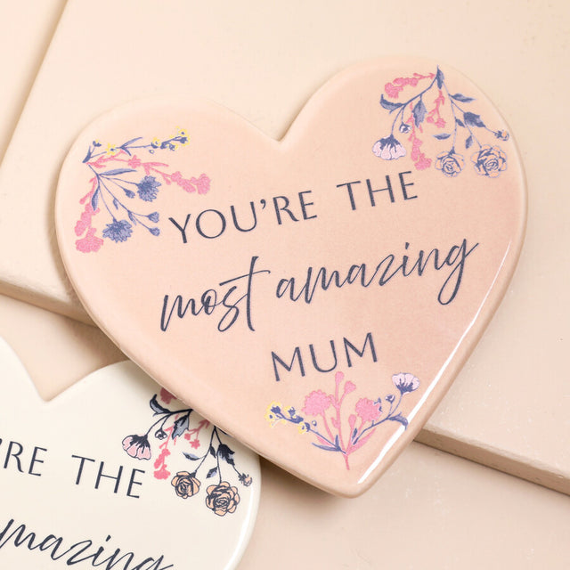 You're the Most Amazing Mum Heart Pink Coaster