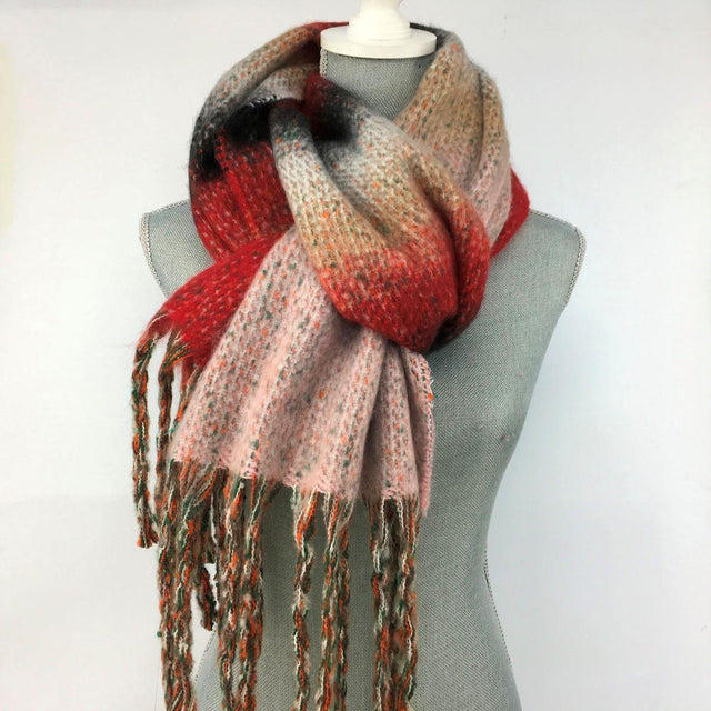 Pink and Red Ombre Winter Scarf