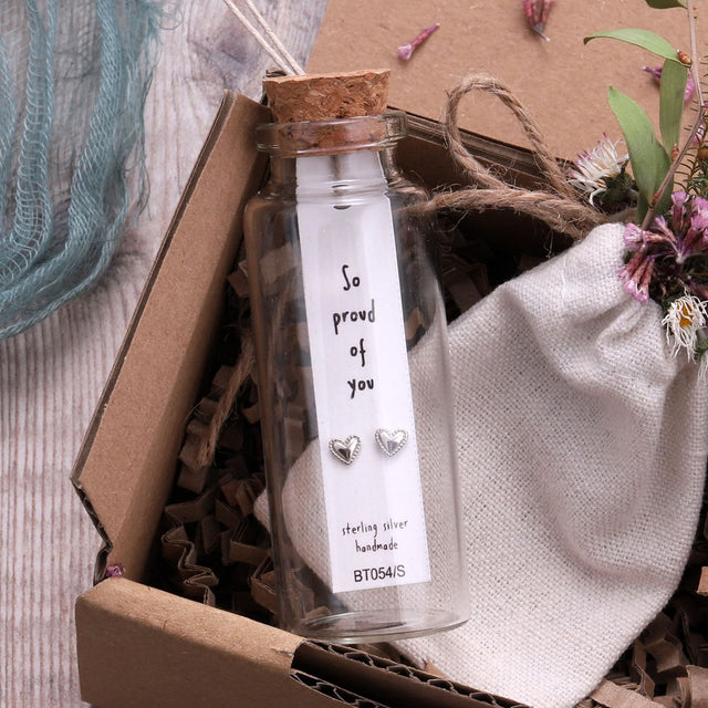 So Proud of You Heart Earrings in Silver