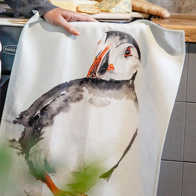 The Coast Puffin Tea Towel in Kitchen