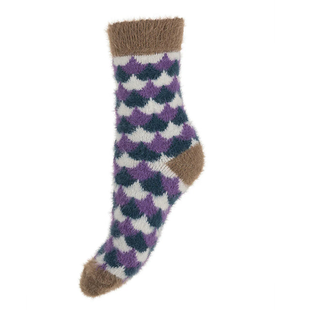 Blue, Purple and White Patterned Wool Blend Women's Socks