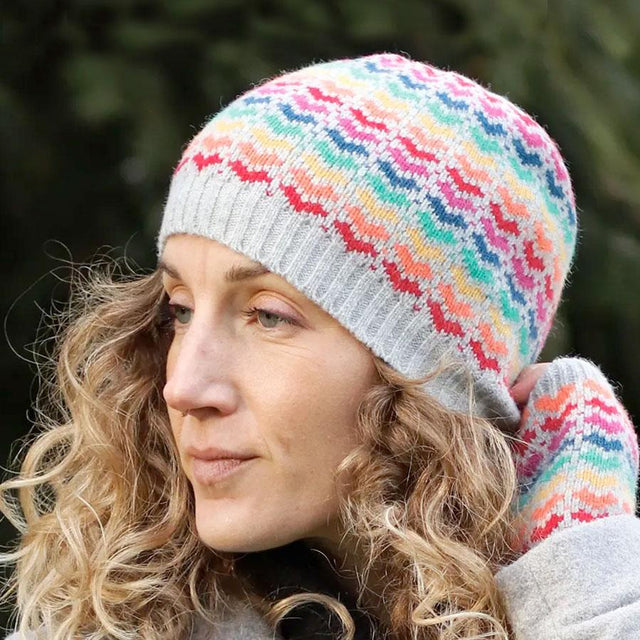 Rainbow Hearts Beanie Hat Pom Boutique