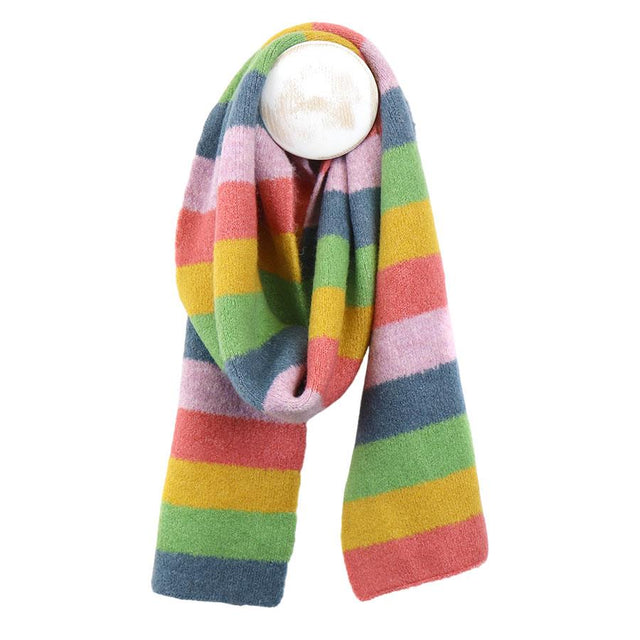 Rainbow Stripes Knitted Scarf