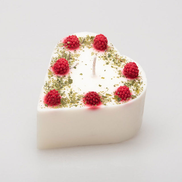 Small Heart Shaped Raspberry  Candle