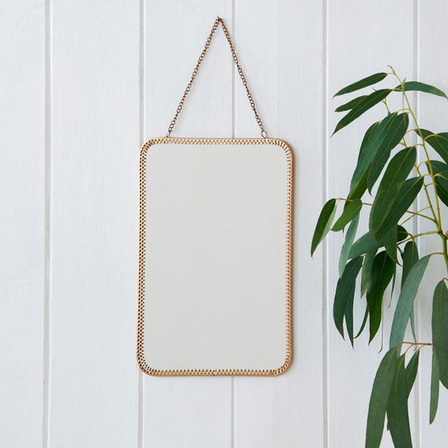 Gold Tone Rectangular Hanging Mirror