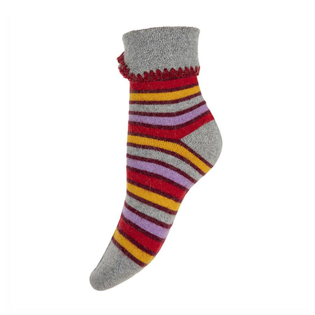 Red & Orange Stripe Women's Cuff Socks