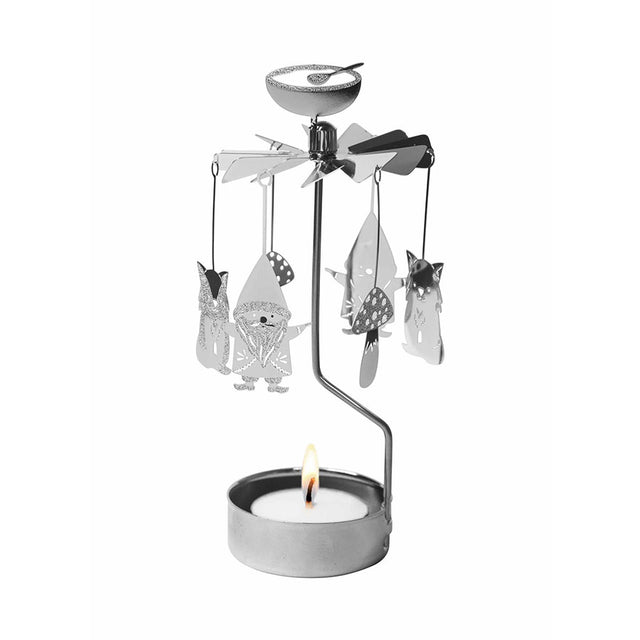 Silver Santa and Fox Tea Light Rotary