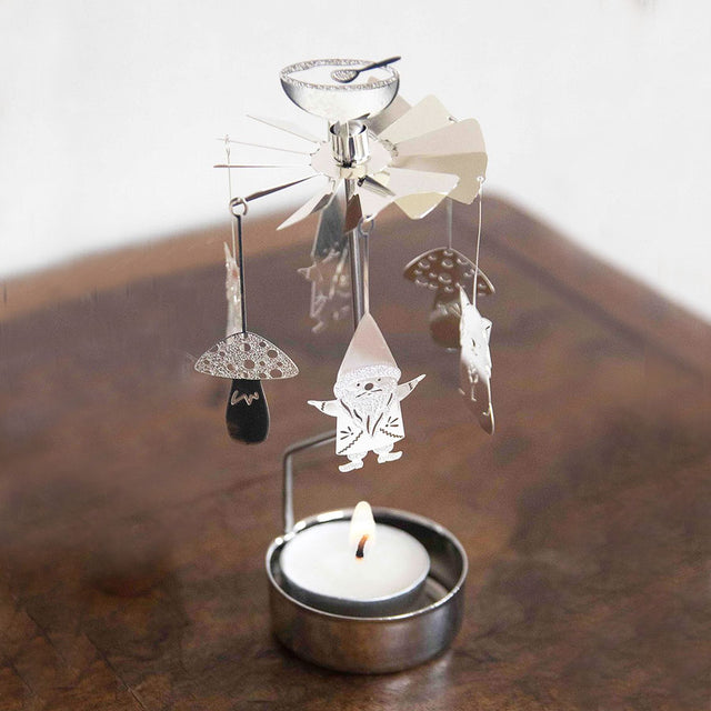 Silver Santa and Fox Tea Light Rotary