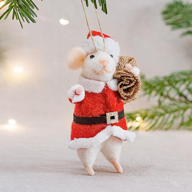 Santa Mouse Felt Decoration Sass & Belle