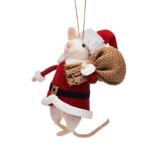Santa Mouse Felt Decoration Sass & Belle 2