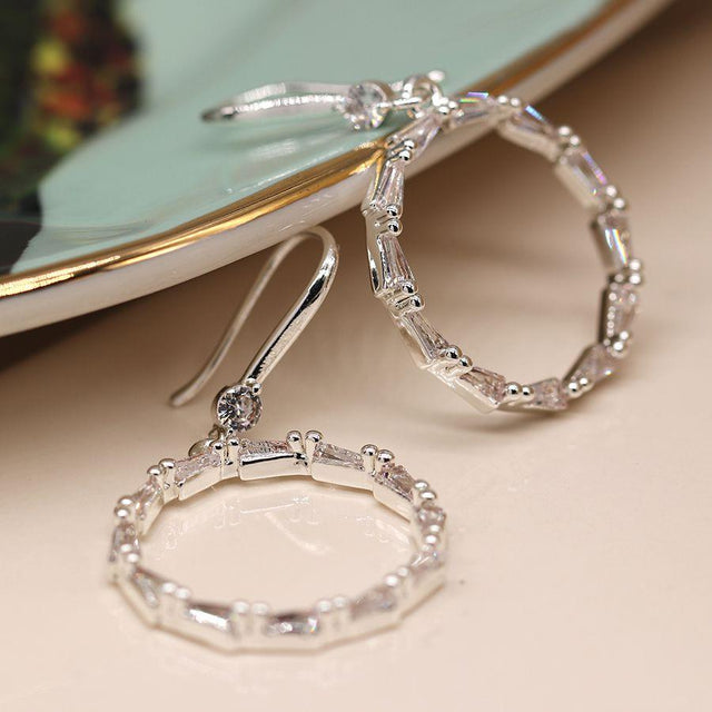 Silver Linked Circle Hoop Earrings Pom Boutique