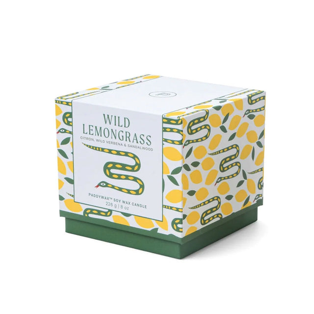 Wild Lemongrass Snake and Lemons Ceramic Candle in Gift Box