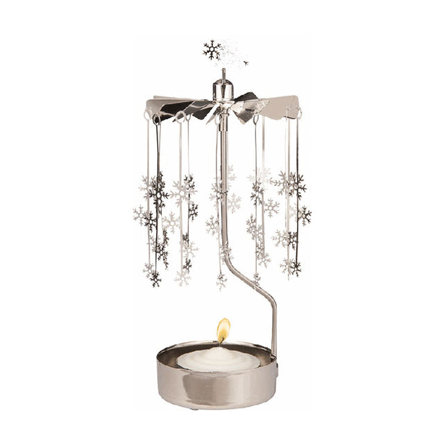 Snowflakes Tea Light Rotary in Silver
