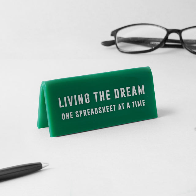 Living the Dream Green Mini Desk Sign