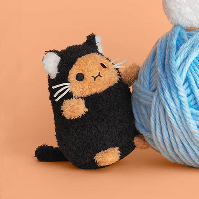 Black Kitty Ricespud Mini Sitting Plush Toy in Situ