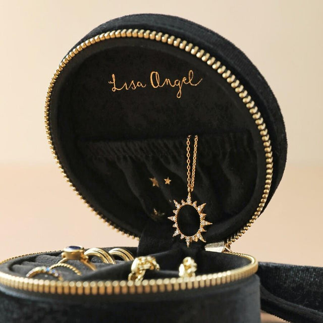 Starry Night Round Velvet Jewellery Case in Black Lisa Angel 4