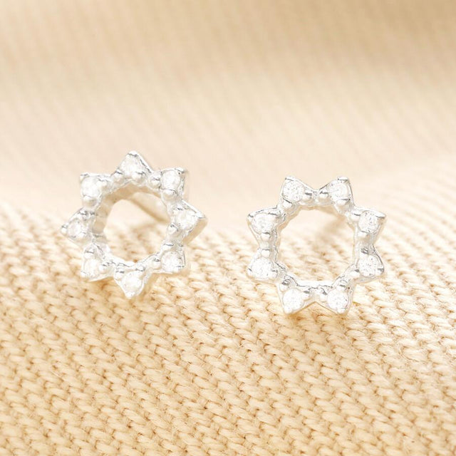 Sterling Silver Crystal Sunbeam Stud Earrings Lisa Angel