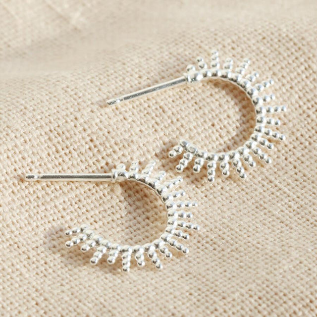 Sterling Silver Sunbeam Hoop Earrings Lisa Angel 3