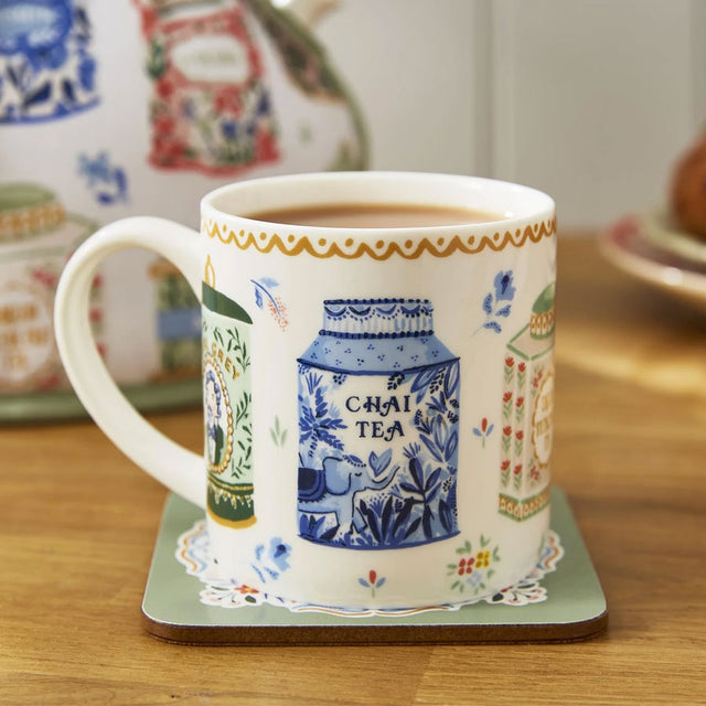 Tea Tins New Bone China Mug Front Illustration
