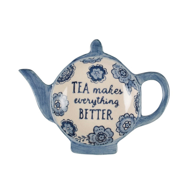 Sass and Belle Blue Floral Tea Lovers Tea Bag Dish