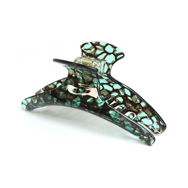 Teal Green Mottled Effect Hair Claw Clip