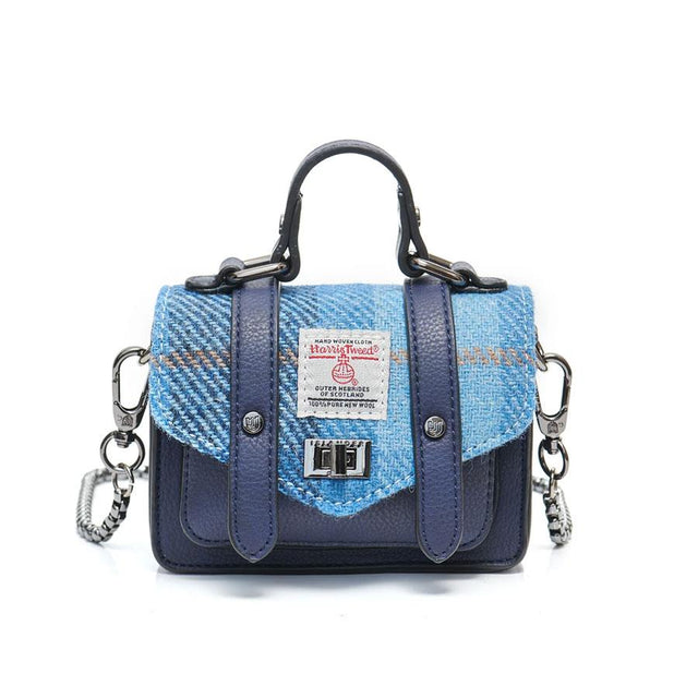 Wee Satchel in Blue Tartan Harris Tweed