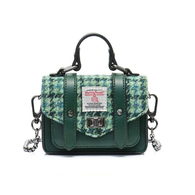 Wee Satchel in Green Dogtooth Harris Tweed