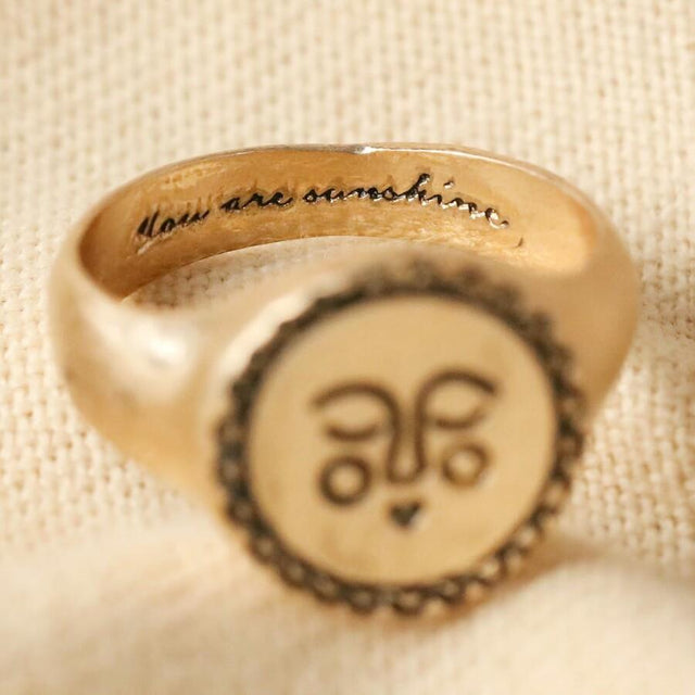 You Are Sunshine Sun Signet Ring in Gold Lisa Angel