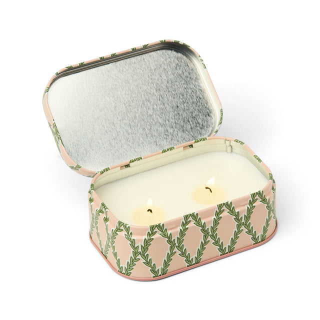 Yuzu Woods Pink & Green Printed Tin Candle