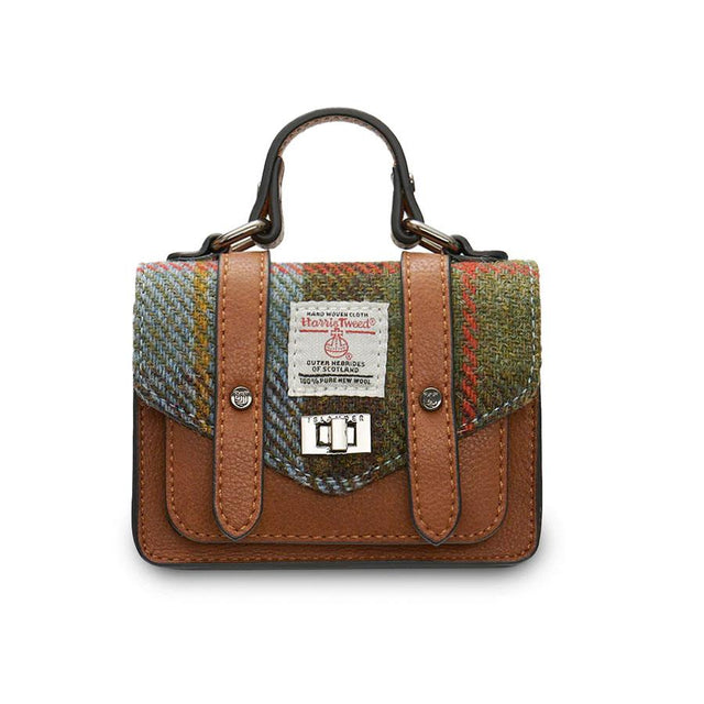 Islander Harris Tweed Wee Satchel in Chestnut and Blue Tartan