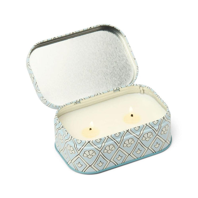 Lavender & Thyme Blue & White Printed Tin Candle